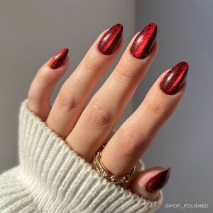 Glamnetic Ruby Slipper Short Almond Press-On Nails